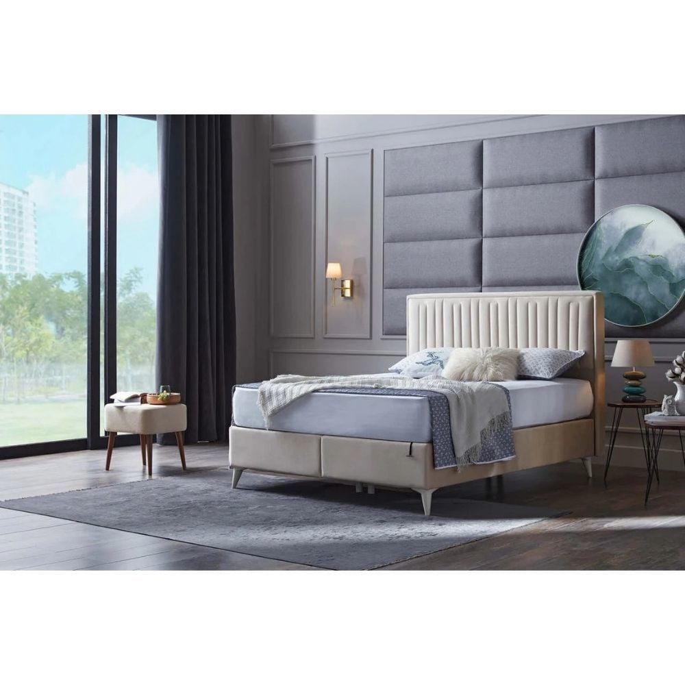 PETRA PLUS BAZA 160X200-0CRJ-VIKA KREM KOMBIN TELALI